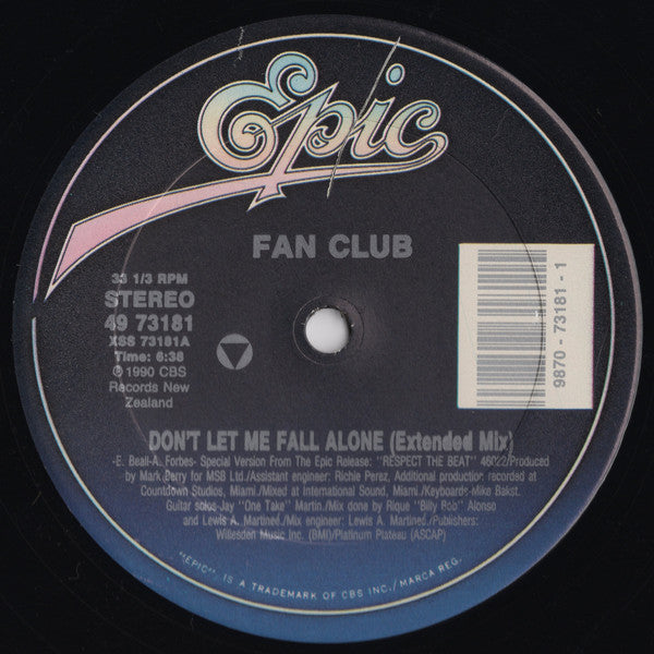 Fan Club : Don't Let Me Fall Alone (12")