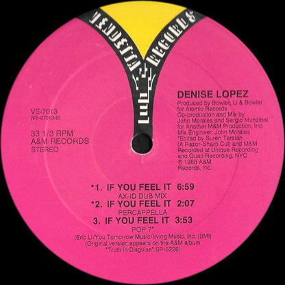 Denise Lopez : If You Feel It (12", Blu)