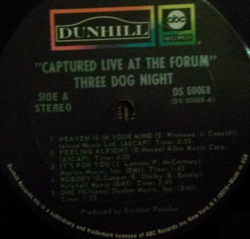 Three Dog Night : Captured Live At The Forum (LP, Album)