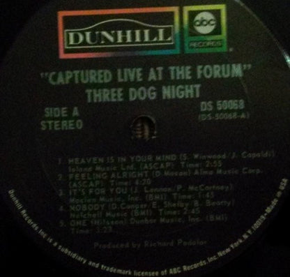Three Dog Night : Captured Live At The Forum (LP, Album)