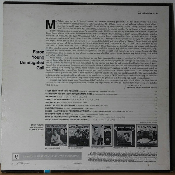 Faron Young : Unmitigated Gall (LP)