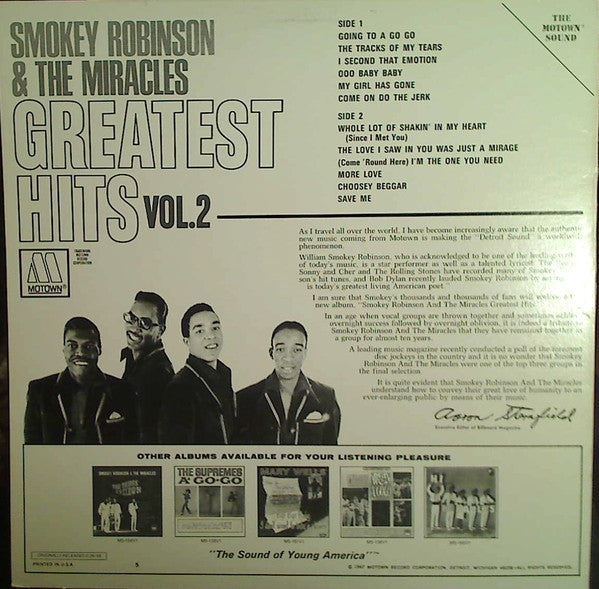 The Miracles : Greatest Hits  Vol. 2 (LP, Comp, RE)