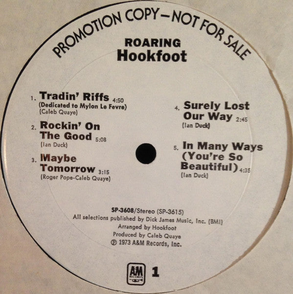 Hookfoot : Roaring (LP, Album, Promo, Mon)