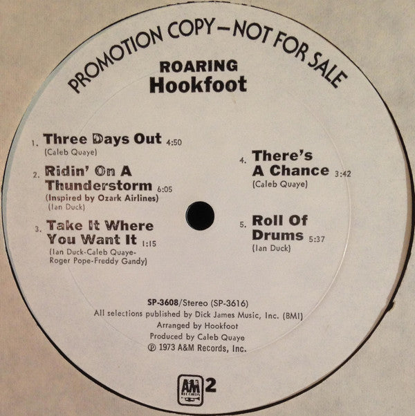 Hookfoot : Roaring (LP, Album, Promo, Mon)