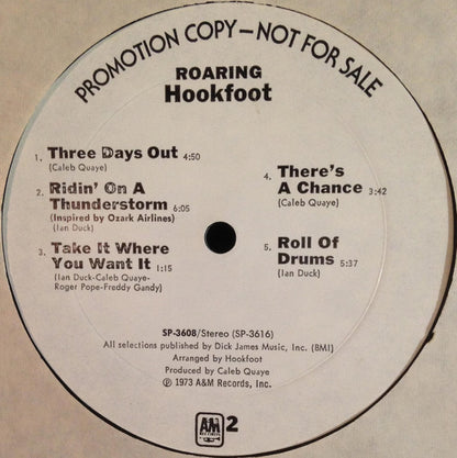 Hookfoot : Roaring (LP, Album, Promo, Mon)