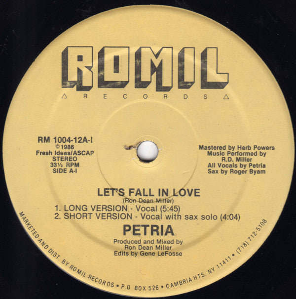 Petria : Let's Fall In Love (12")