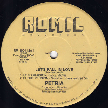 Petria : Let's Fall In Love (12")