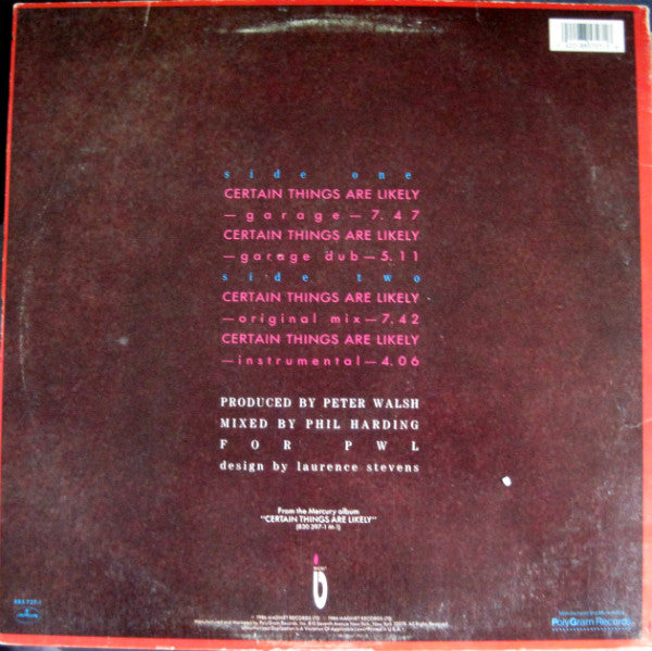 Kissing The Pink : Certain Things Are Likely (12", Single, 53 )
