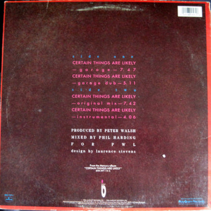 Kissing The Pink : Certain Things Are Likely (12", Single, 53 )