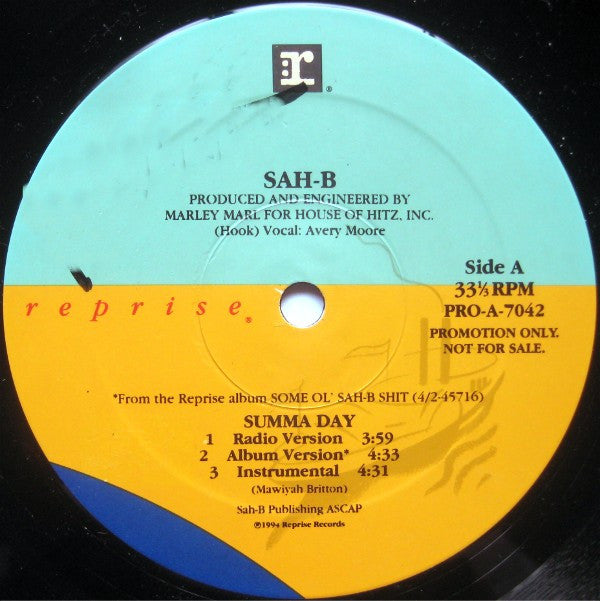 Sah-B : Summa Day / Some Ol' Sah-B Shit (12", Promo)