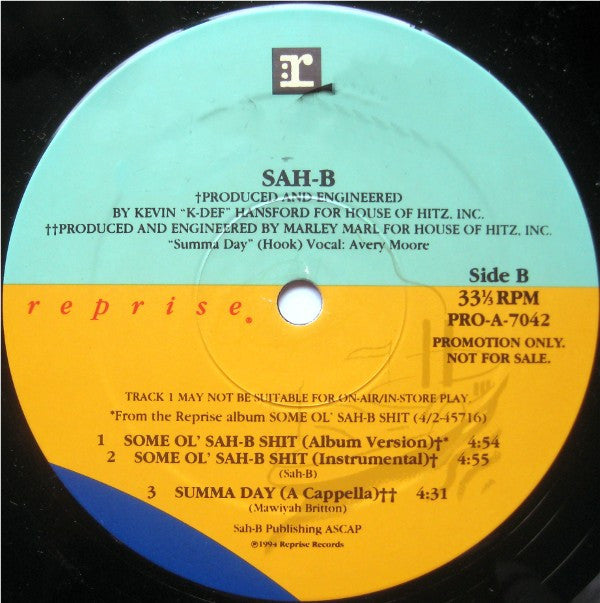 Sah-B : Summa Day / Some Ol' Sah-B Shit (12", Promo)
