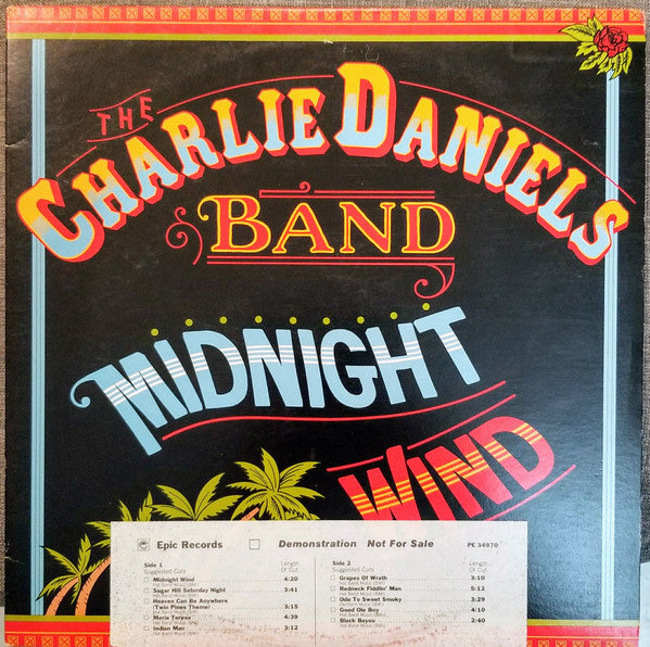 The Charlie Daniels Band : Midnight Wind (LP, Album, Dem)