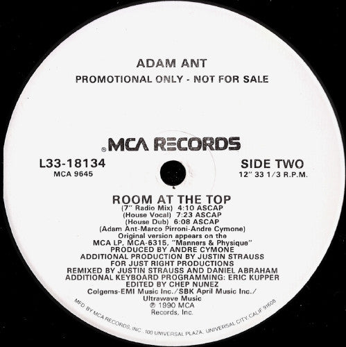 Adam Ant : Room At The Top (12", Promo)