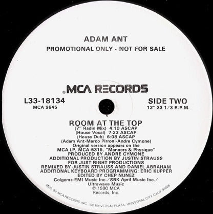 Adam Ant : Room At The Top (12", Promo)