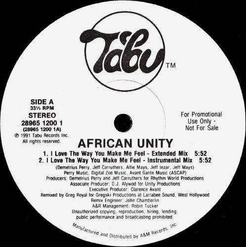 African Unity : I Love The Way You Make Me Feel (12", Promo)