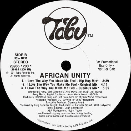 African Unity : I Love The Way You Make Me Feel (12", Promo)