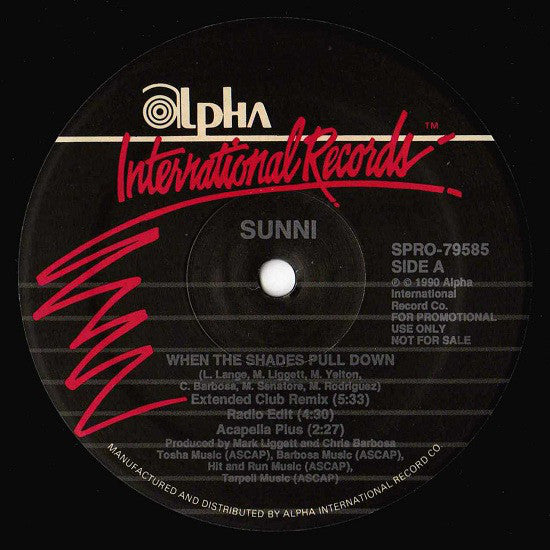 Sunni : When The Shades Pull Down (12", Promo)