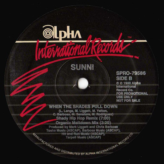 Sunni : When The Shades Pull Down (12", Promo)
