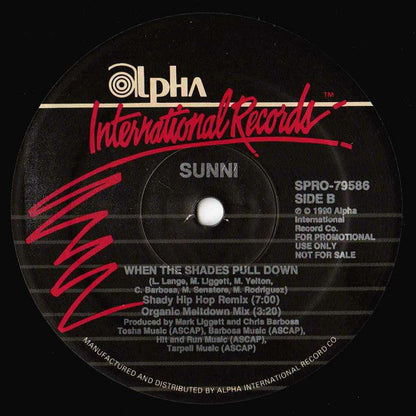 Sunni : When The Shades Pull Down (12", Promo)