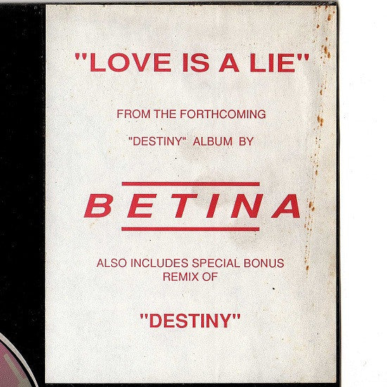 Bettina : Love Is A Lie (12")