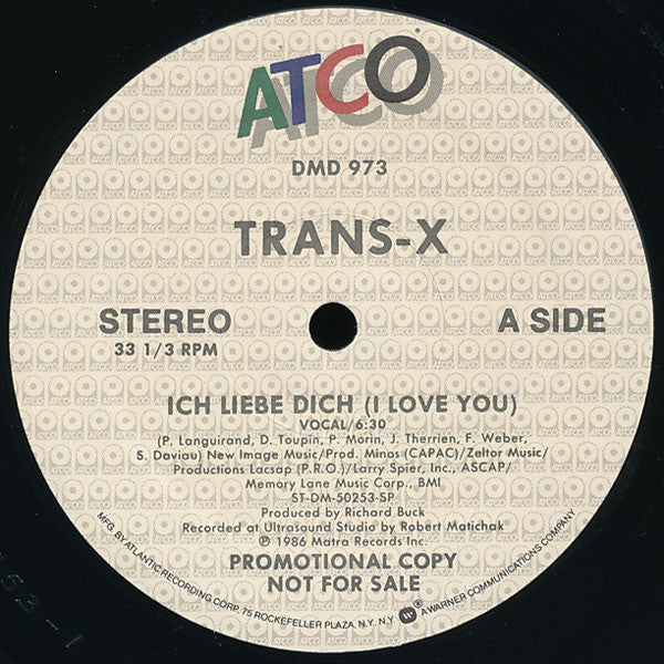 Trans-X : Ich Liebe Dich (I Love You) / Living On Video (Canadian Mix) (12", Promo)