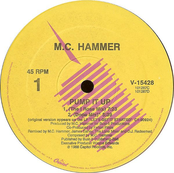 MC Hammer : Pump It Up (12", Single)