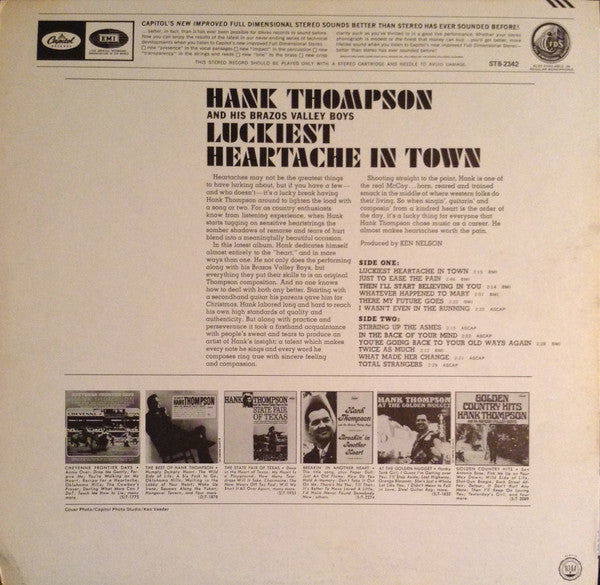 Hank Thompson And His Brazos Valley Boys : Luckiest Heartache In Town (LP)