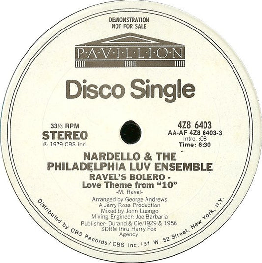 George Nardello & The Philadelphia Luv Ensemble : Ravel's Bolero - Love Theme From "10" (12", Promo)