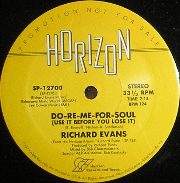 Richard Evans (2) : Do-Re-Me-For-Soul (Use It Before You Lose It) (12", Promo)