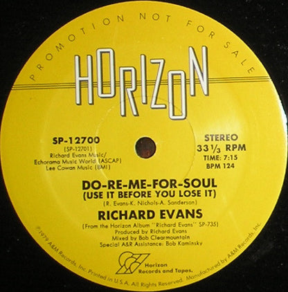 Richard Evans (2) : Do-Re-Me-For-Soul (Use It Before You Lose It) (12", Promo)