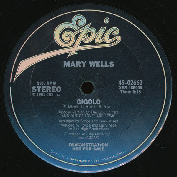 Mary Wells : Gigolo (12", Promo)