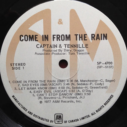Captain And Tennille : Come In From The Rain (LP, Album)