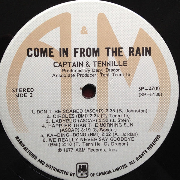 Captain And Tennille : Come In From The Rain (LP, Album)