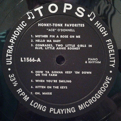 Ace O'Donnell : Honky-Tonk Favorites (LP, Album, Mono)