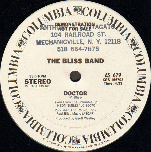 The Bliss Band : Doctor (12", Promo)