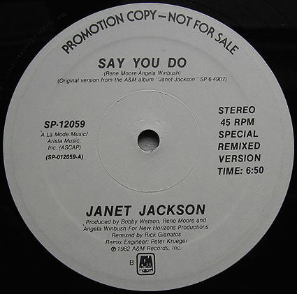 Janet Jackson : Say You Do (12", Promo)