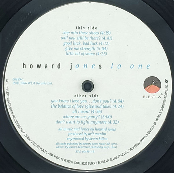 Howard Jones : One To One (LP, Album, ARC)
