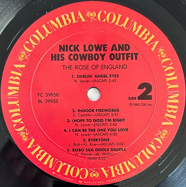 Nick Lowe And His Cowboy Outfit : The Rose Of England (LP, Album)