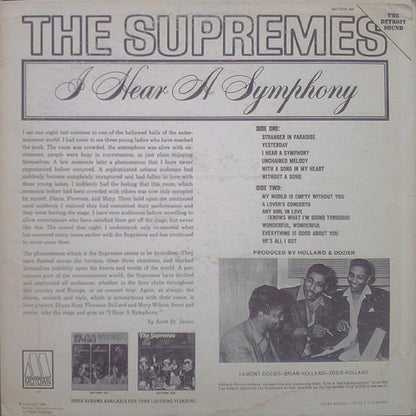 The Supremes : I Hear A Symphony (LP, Album, Hol)