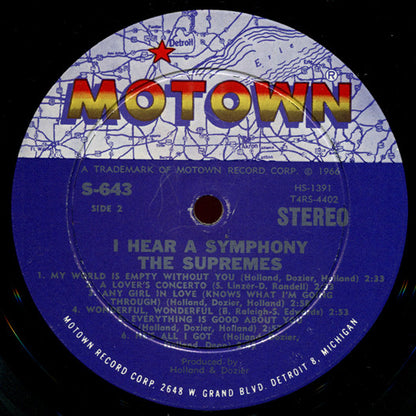 The Supremes : I Hear A Symphony (LP, Album, Hol)