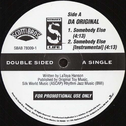 The Furious Five / Da Original : Sun Don't Shine In The Hood / Somebody Else (12", Single, Promo)