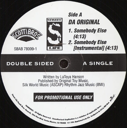The Furious Five / Da Original : Sun Don't Shine In The Hood / Somebody Else (12", Single, Promo)