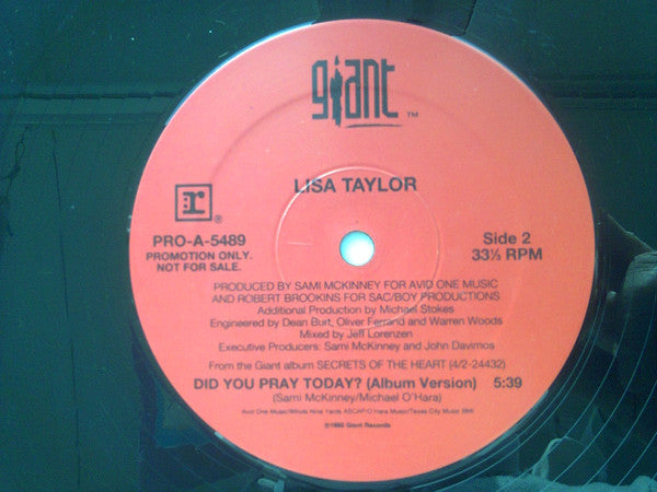 Lisa Taylor : Did You Pray Today? (12", Promo)