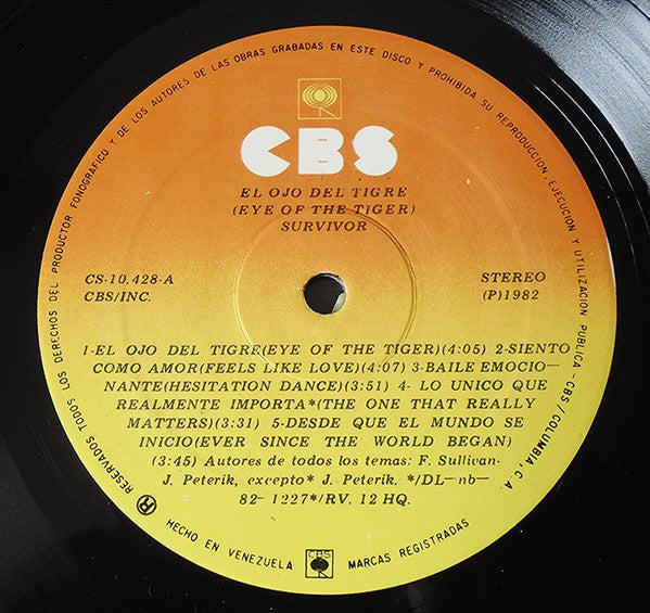 Survivor : Eye Of The Tiger = El Ojo Del Tigre (LP, Album)