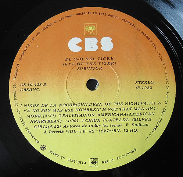 Survivor : Eye Of The Tiger = El Ojo Del Tigre (LP, Album)