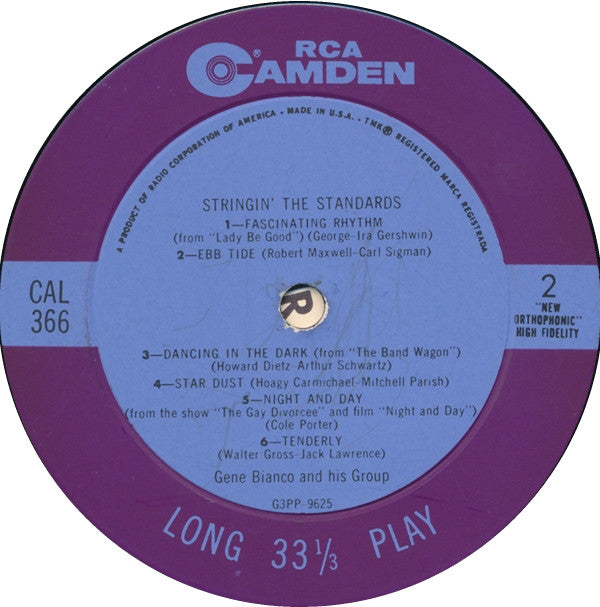 Gene Bianco And His Group : Stringin' The Standards (LP, Album, Mono)
