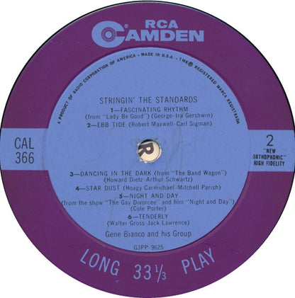 Gene Bianco And His Group : Stringin' The Standards (LP, Album, Mono)