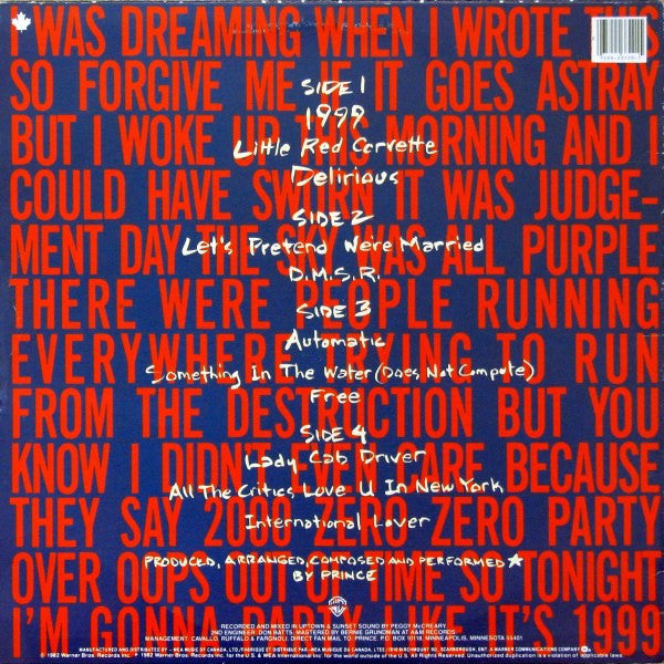 Prince : 1999 (2xLP, Album, RE)