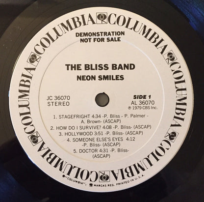 The Bliss Band : Neon Smiles (LP, Album, Promo, Ter)
