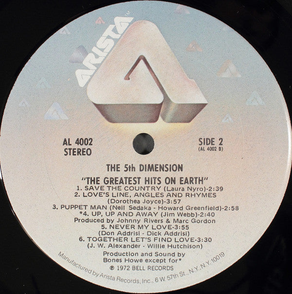 The Fifth Dimension : Greatest Hits On Earth (LP, Comp, RE)